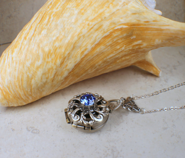 Sapphire Blue Crystal Multi Photo Locket