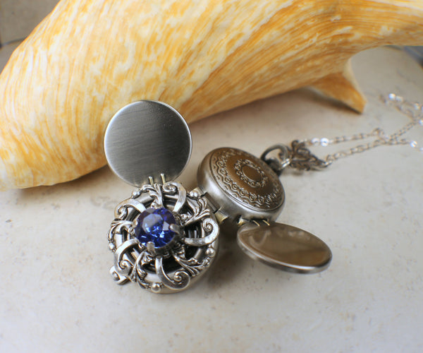 Sapphire Blue Crystal Multi Photo Locket