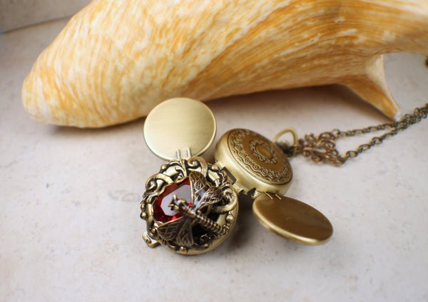 Siam Red Crystal Multi Photo Locket