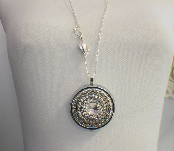 Clear Rhinestone Music Box Locket