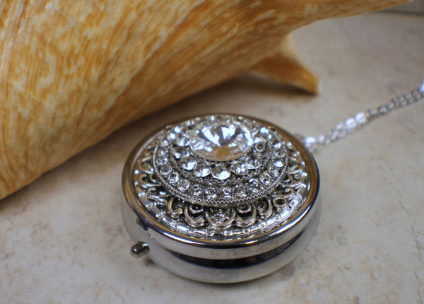 Clear Rhinestone Music Box Locket