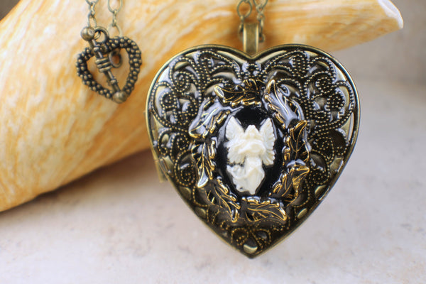 Angel Cameo  Music Box Locket