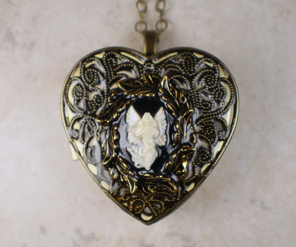 Angel Cameo  Music Box Locket