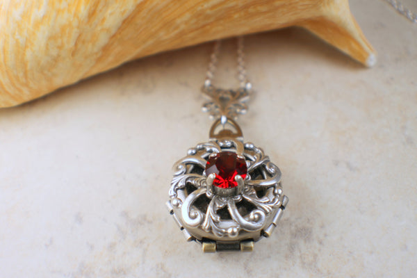 Siam Red Crystal Multi Photo Locket