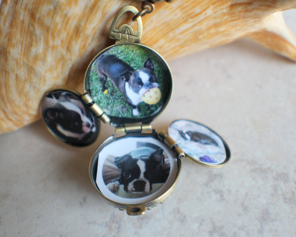 Rabbit Cameo Photo Locket Bronze