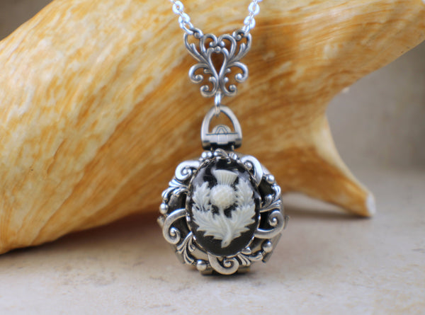 Thistle Cameo Multi Photo Locket Silver