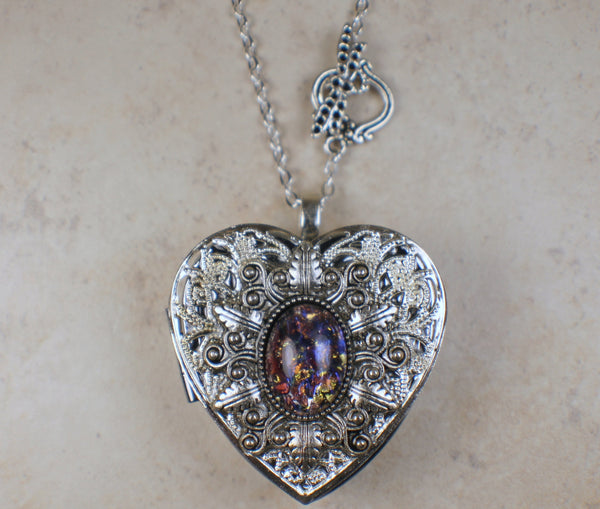 Amethyst Opal Music Box Locket