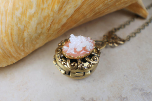 Butterfly Cameo Photo Locket Bronze