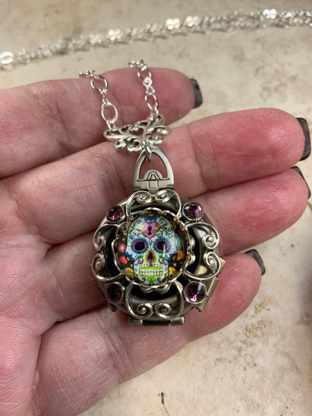 Skull Cameo four Photo Photo Locket Silver