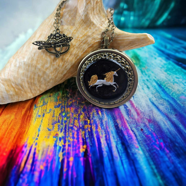 Unicorn Music Box Locket
