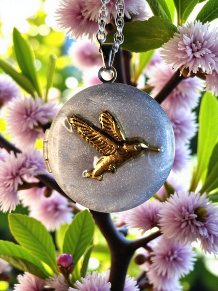Photo Locket with Humming Bird