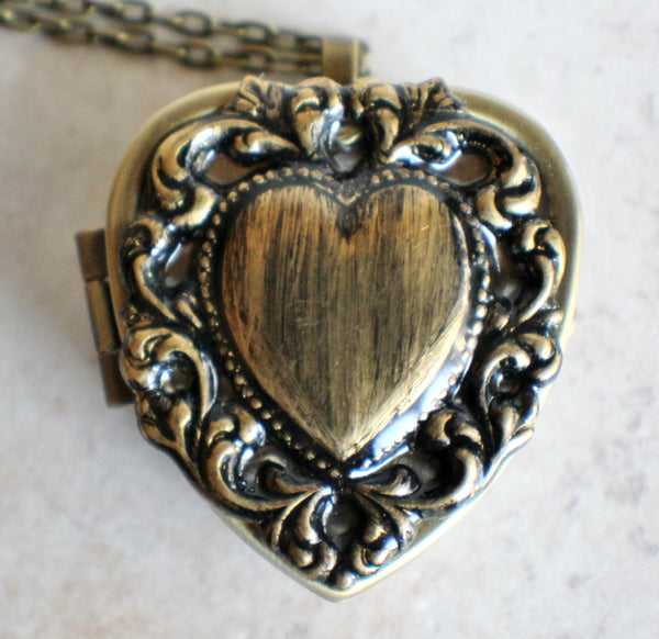 Lacey edge music box locket in bronze tone. - Char's Favorite Things - 3