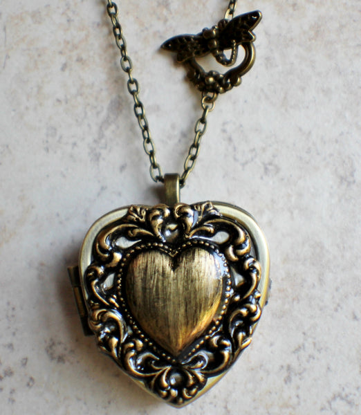 Lacey edge music box locket in bronze tone. - Char's Favorite Things - 4