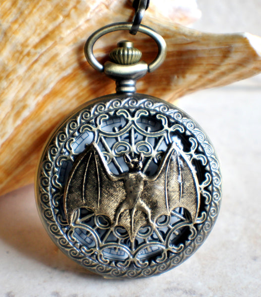 Bat battery operated pocket watch in bronze. - Char's Favorite Things - 1