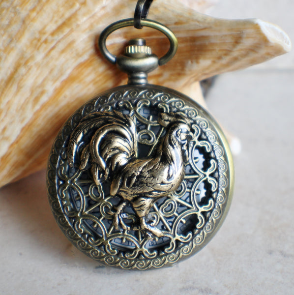 Rooster pocket watch,  Rooster pocket watch  in bronze - Char's Favorite Things - 1
