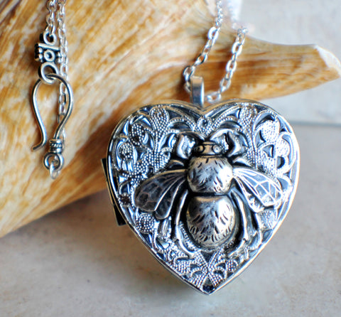 Silver Bumble Bee Music Box Locket - Char's Favorite Things - 1