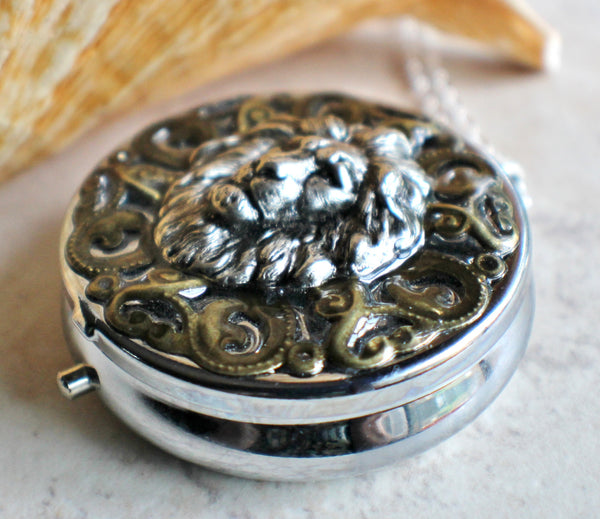 Music Box Locket with Lion Head in Silvertone - Char's Favorite Things - 2