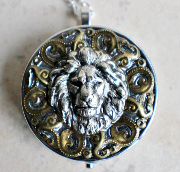 Music Box Locket with Lion Head in Silvertone - Char's Favorite Things - 3