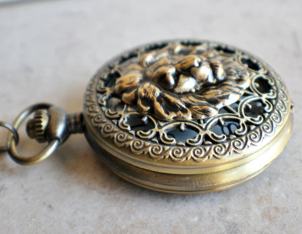 Lion Battery Operated Pocket Watch in Bronze - Char's Favorite Things - 3