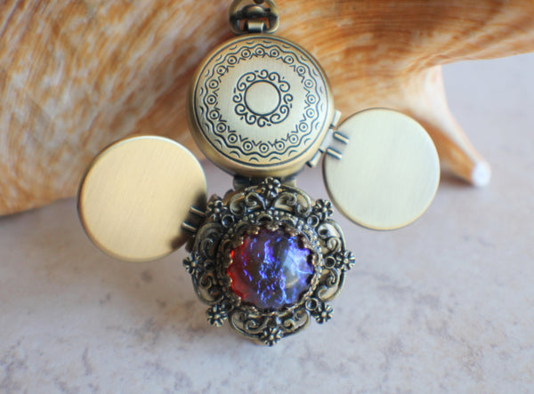 Red Mexican Fire Opal Photo Locket