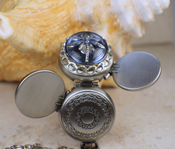 Dragonfly Four Photo Locket in Silver