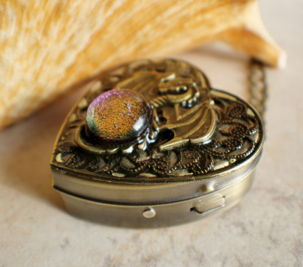 Dragon music box locket in bronze