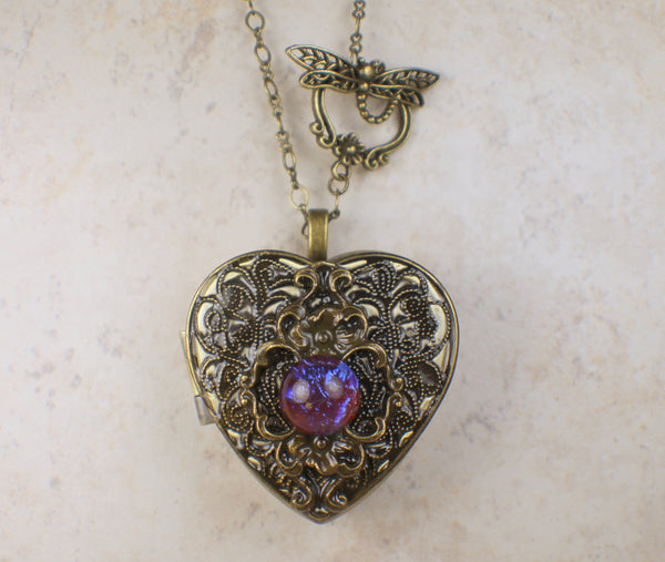 Dragons Breath Floral Music Box Locket in Bronze