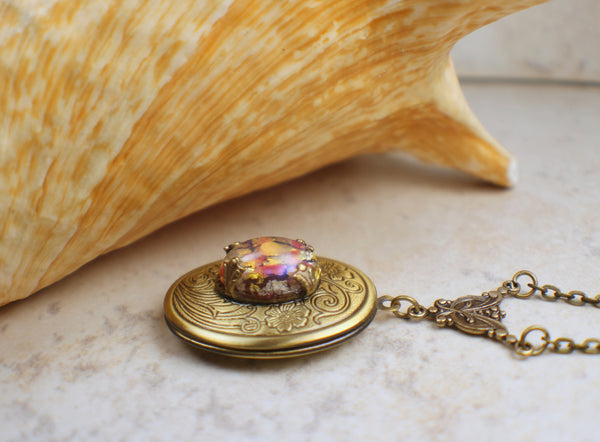 Red and Gold Harlequin Photo Locket