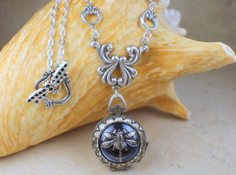 Dragonfly Four Photo Locket in Silver