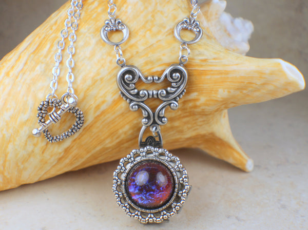 Mexican Fire Opal Four Photo Locket in Silver