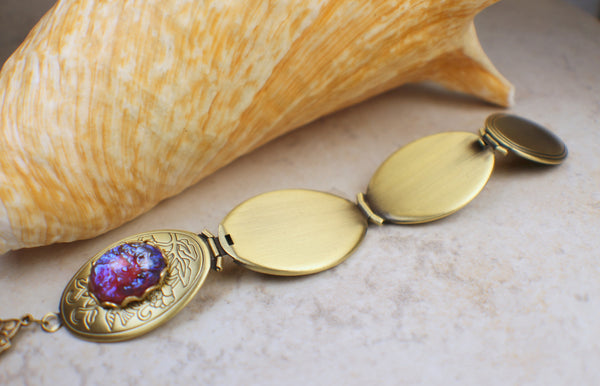 Dragons Breath Fire Opal Bronze Photo Locket