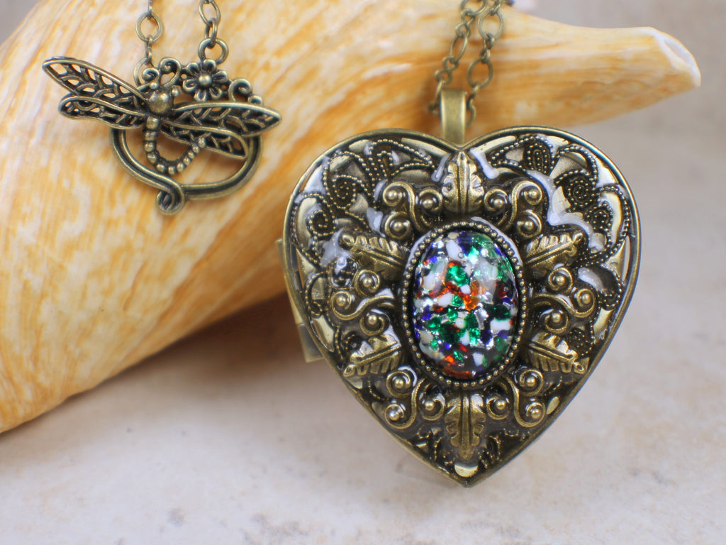 Primary Colors Glass Opal Music Box Locket
