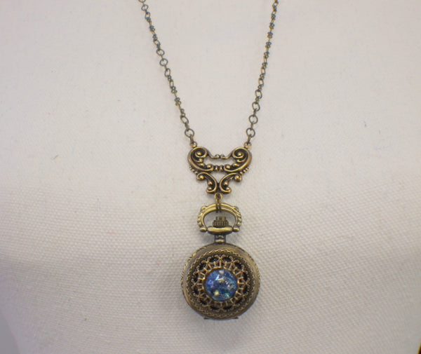 Sapphire Glass Opal Bronze Pocket Watch Pendant