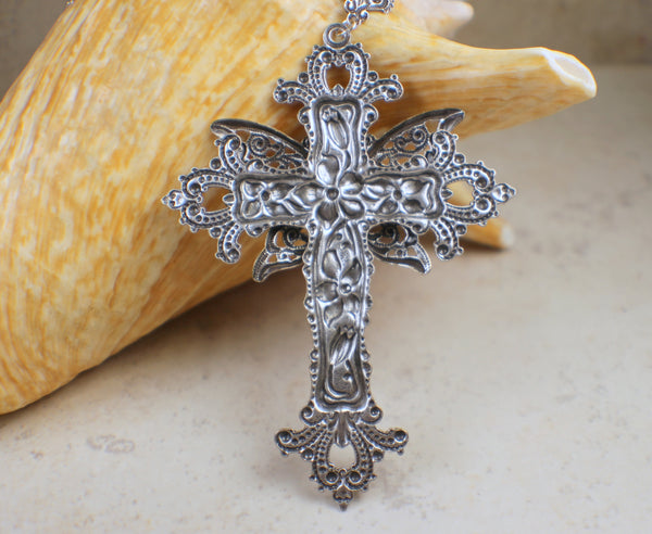 Silver Butterfly Cross