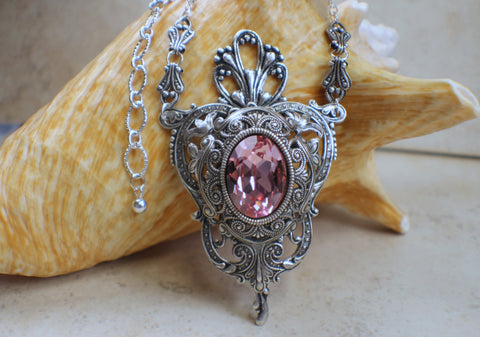 Swarovski Crystal Rose Baroque Style Necklace