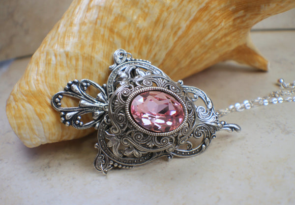 Swarovski Crystal Rose Baroque Style Necklace