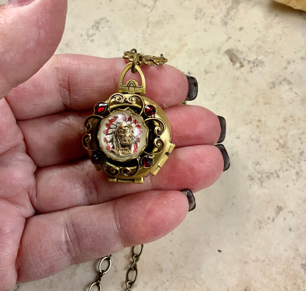 Indian Chief Four Photo Locket