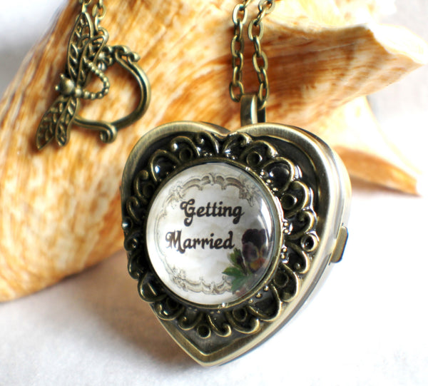 Music box locket, heart shaped locket with music box inside, in silver or bronze for weddings. - Char's Favorite Things - 1