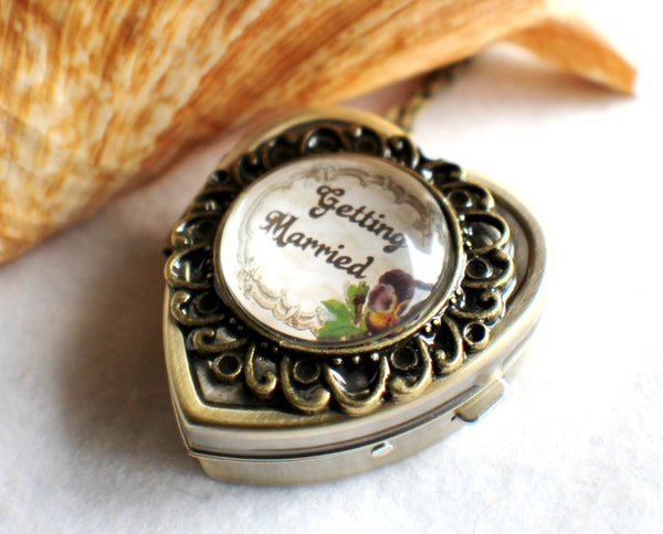 Music box locket, heart shaped locket with music box inside, in silver or bronze for weddings. - Char's Favorite Things - 3