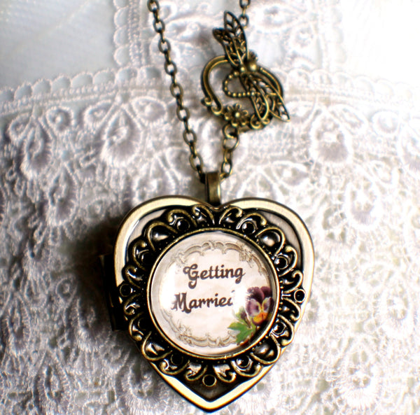 Music box locket, heart shaped locket with music box inside, in silver or bronze for weddings. - Char's Favorite Things - 4