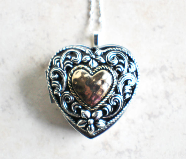 Music box locket,  heart shaped locket with music box inside, in silver tone with heart on front cover. - Char's Favorite Things - 4