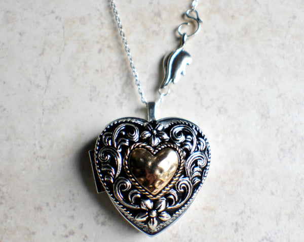 Music box locket,  heart shaped locket with music box inside, in silver tone with heart on front cover. - Char's Favorite Things - 3