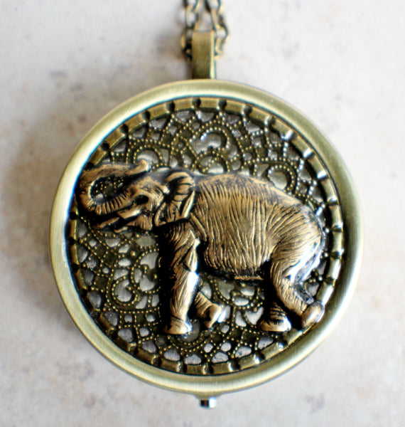 Elephant music box locket, round  locket with music box inside. - Char's Favorite Things - 3