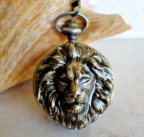 Lion Head Battery Operated Pocket Watch - Char's Favorite Things - 1